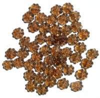 50 8mm Transparent Smoke Topaz Daisy Flower Beads